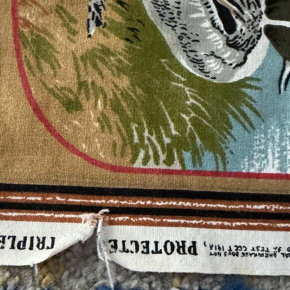 Vintage 70s Screen Printed Ducks Panel Fabric 21 Blocks Quilting Sewing Remnants - Picture 8 of 9